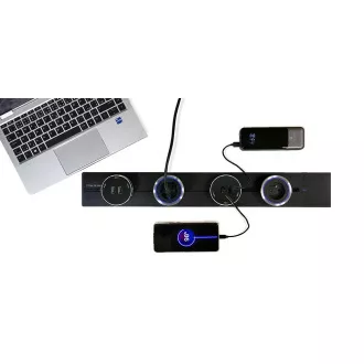 Zásuvková lišta - zápustná Viking LZ60B/230V,50Hz/60cm dĺžka/čierna/až 7 modulov/IP20/hliník/zápustná