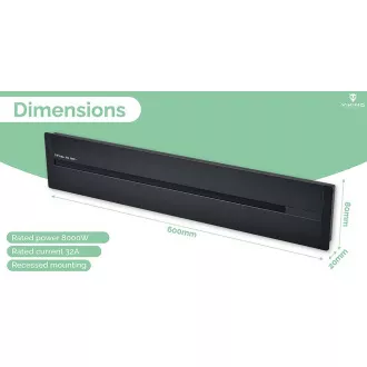 Zásuvková lišta - zápustná Viking LZ60B/230V,50Hz/60cm dĺžka/čierna/až 7 modulov/IP20/hliník/zápustná