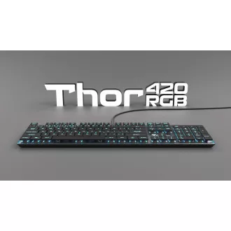 Genesis herná mechanická klávesnica THOR 420/RGB/Content Slim Blue/Drôtová USB/US layout/Sivá