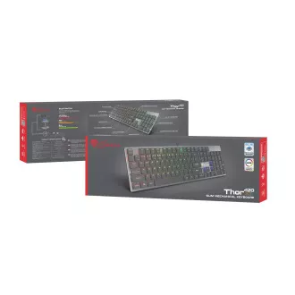 Genesis herná mechanická klávesnica THOR 420/RGB/Content Slim Blue/Drôtová USB/US layout/Sivá