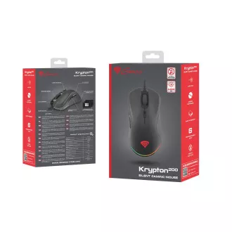 Genesis herná optická myš KRYPTON 200/RGB/6400 DPI/Herná/Optická/6 000 DPI/Drôtová USB/Čierna