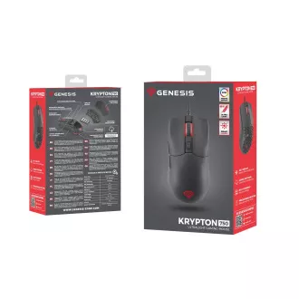 Genesis herná optická myš KRYPTON 750/RGB/8000 DPI/Herná/Optická/8 000 DPI/Drôtová USB/Čierna