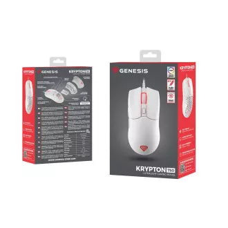Genesis herná optická myš KRYPTON 750/RGB/8000 DPI/Herná/Optická/8 000 DPI/Drôtová USB/Biela