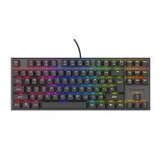 Genesis herná mechanická klávesnica THOR 303/TKL/RGB/Outemu Peach Silent/Drôtová USB/US layout/Čierna