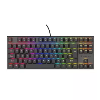 Genesis herná mechanická klávesnica THOR 303/TKL/RGB/Outemu Peach Silent/Drôtová USB/US layout/Čierna