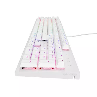 Genesis herná mechanická klávesnica THOR 303/RGB/Outemu Peach Silent/Drôtová USB/US layout/Biela