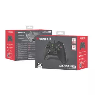 Drôtový gamepad Genesis MANGAN 300, pre PC/Switch/Mobil, čierny