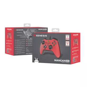 Drôtový gamepad Genesis MANGAN 300, pre PC/Switch/Mobil, červený