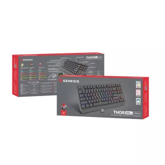 GENESIS herná klávesnica THOR 230/TKL/RGB/Outemu Red/Bezdrôtová USB + Bluetooth/US layout/Čierna