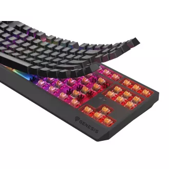 GENESIS herná klávesnica THOR 230/TKL/RGB/Outemu Panda/Bezdrôtová USB + Bluetooth/US layout/Čierna