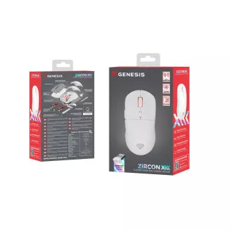 Genesis herná bezdrôtová myš ZIRCON XIII/Herná/Optická/26 000 DPI/Bezdrôtové USB/Biela