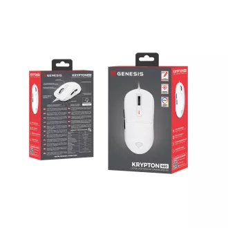 Genesis herná myš KRYPTON 660/Herná/Optická/12 000 DPI/Drôtové USB-A/Biela