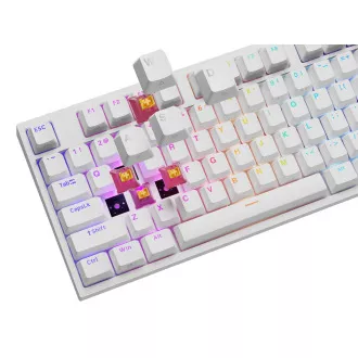 Herná mechanická klávesnica Genesis THOR 404/RGB/Outemu Peach Silent/Drôtové USB-A/US layout/Biela