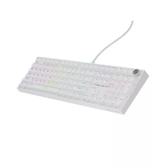 Herná mechanická klávesnica Genesis THOR 404/RGB/Outemu Peach Silent/Drôtové USB-A/US layout/Biela
