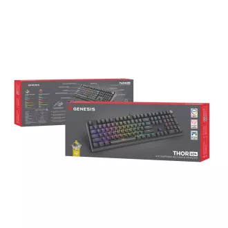 Herná mechanická klávesnica Genesis THOR 404/RGB/Gateron Yellow Pro/Drôtové USB-A/US layout/Čierna