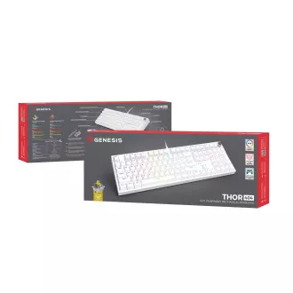 Herná mechanická klávesnica Genesis THOR 404/RGB/Gateron Yellow Pro/Drôtové USB-A/US layout/Biela