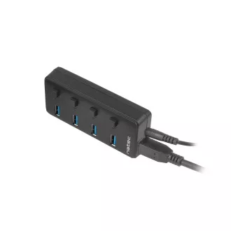 Natec Mantis 2 aktívny rozbočovač s funkciou nabíjania 4x USB 3.0 HUB, vypínač, napájací adaptér