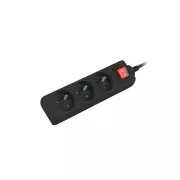Predlžovací kábel Lanberg PS1, 3 zásuvky, 3m vypínač, čierna