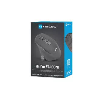 Natec optická myš FALCON/Kancelárska/Optická/Pre pravákov/3 200 DPI/Bezdrôtové Bluetooth/Čierna