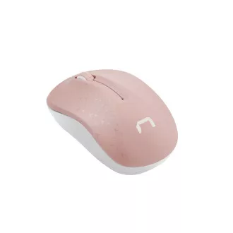 Natec optická myš TOUCAN/1600 DPI/Cestovná/Optická/Bezdrôtová USB/Biela-ružová