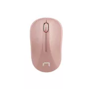 Natec optická myš TOUCAN/1600 DPI/Cestovná/Optická/1 600 DPI/Bezdrôtová USB/Biela-ružová