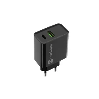 Univerzálna nabíjačka Natec RIBERA 20W 1X USB-A + 1X USB-C, čierna