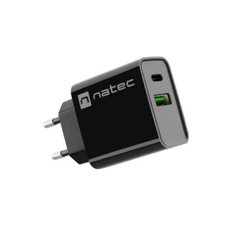 Univerzálna nabíjačka Natec RIBERA 20W 1X USB-A + 1X USB-C, čierna