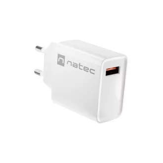 Univerzálna nabíjačka Natec RIBERA 18W 1X USB-A, biela