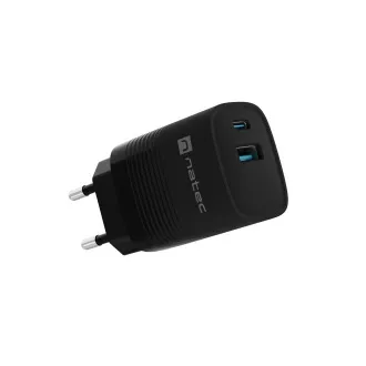 Univerzálna USB nabíjačka Natec RIBERA GaN 30 W, 1X USB-A, 1X USB-C, čierna