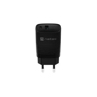 Univerzálna USB nabíjačka Natec RIBERA GaN 30 W, 1X USB-A, 1X USB-C, čierna