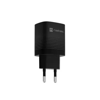 Univerzálna USB nabíjačka Natec RIBERA GaN 30 W, 1X USB-A, 1X USB-C, čierna