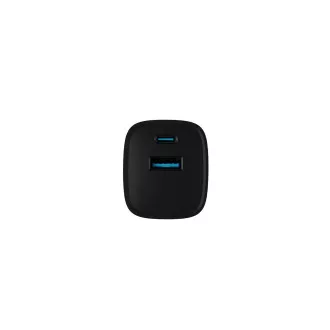 Univerzálna USB nabíjačka Natec RIBERA GaN 30 W, 1X USB-A, 1X USB-C, čierna