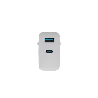 Univerzálna USB nabíjačka Natec RIBERA GaN 45W, 1X USB-A, 1X USB-C, biela