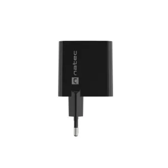 Univerzálna USB nabíjačka Natec RIBERA GaN 45W, 1X USB-A, 1X USB-C, čierna