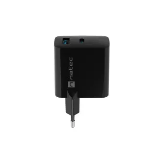 Univerzálna USB nabíjačka Natec RIBERA GaN 45W, 1X USB-A, 1X USB-C, čierna