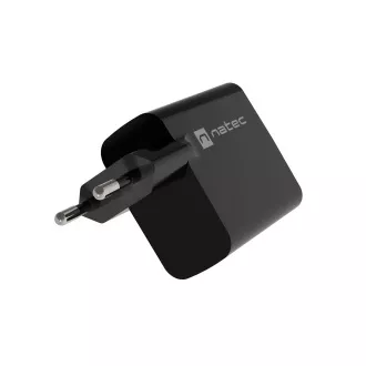 Univerzálna USB nabíjačka Natec RIBERA GaN 45W, 1X USB-A, 1X USB-C, čierna