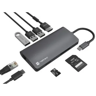 Natec multiport adaptér FOWLER 2 3X USB 3.0 HUB, HDMI 4K, USB-C, RJ45, SD, MICRO SD Natec multiport adaptér FOWLER 2 3X USB 3.0 HUB, HDMI 4K, USB-C, RJ45, SD, MICRO SD