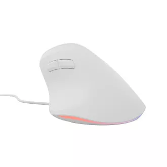 Vertikálna myš Natec CRAKE 2 PRO/Vertikálna/Optická/Pre pravákov/12 400 DPI/Drôtové USB-A/Biela