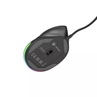 Vertikálna myš Natec CRAKE 2 PRO/Vertikálna/Optická/Pre pravákov/12 400 DPI/Drôtové USB-A/Čierna