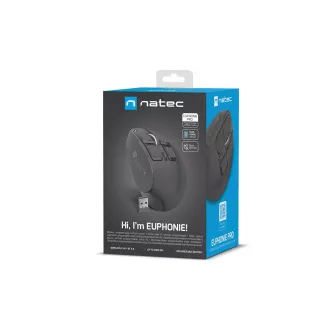 Vertikálna bezdrôtová myš Natec EUPHONIE PRO/Vertikálna/Blue Sense/Pre pravákov/4 000 DPI/USB+BT/Čier
