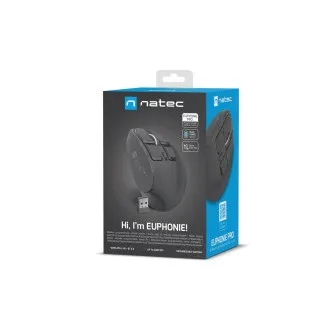 Vertikálna bezdrôtová myš Natec EUPHONIE PRO/Vertikálna/Blue Sense/Pre pravákov/2 400 DPI/USB+BT/Čier Vertikálna bezdrôtová myš Natec EUPHONIE PRO/Vertikálna/Blue Sense/Pre pravákov/2 400 DPI/USB+BT/Čier