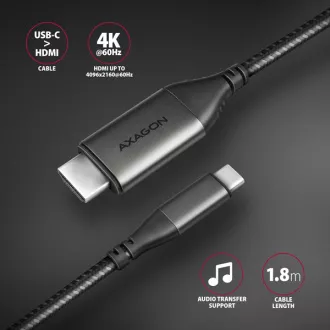 AXAGON RVC-HI2MC, USB-C -> HDMI 2.0a redukcia / kábel 1.8m, 4K/60Hz HDR10