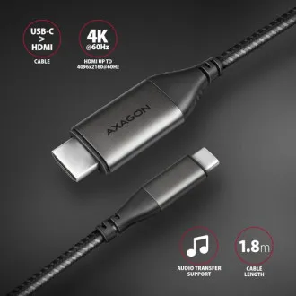 AXAGON RVC-HI2MC, USB-C -> HDMI 2.0a redukcia / kábel 1.8m, 4K/60Hz HDR10 AXAGON RVC-HI2MC, USB-C -> HDMI 2.0a redukcia / kábel 1.8m, 4K/60Hz HDR10