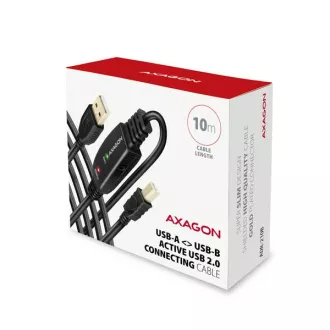 AXAGON ADR-210B, USB 2.0 AM -> BM aktívny prepojovací / repeater kábel, 10m