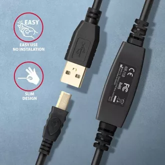 AXAGON ADR-215B, USB 2.0 AM -> BM aktívny prepojovací / repeater kábel, 15m