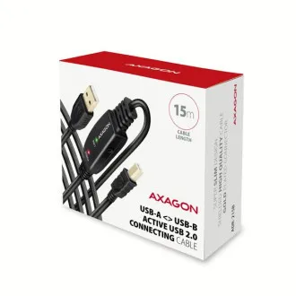 AXAGON ADR-215B, USB 2.0 AM -> BM aktívny prepojovací / repeater kábel, 15m AXAGON ADR-215B, USB 2.0 AM -> BM aktívny prepojovací / repeater kábel, 15m