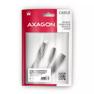 AXAGON ADA-HCPD, USB-C na 3.5mm jack - Hi-Res DAC audio adaptér, 384kHz/32bit, stereo, PD 60W 3A