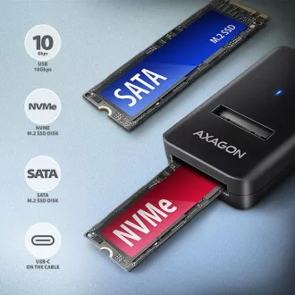 AXAGON ADM2-CM USB-C 10Gbps - M.2 NVMe & SATA SSD adaptér, kábel USB-C 10cm