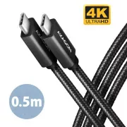 AXAGON BUCM32-CM05AB, SPEED+ kábel USB-C <-> USB-C, 0.5m, USB 20Gbps, PD 100W 5A, 4K HD, ALU, oplet