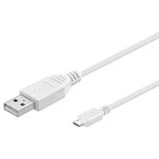 PremiumCord Kábel micro USB 2.0, AB 2m, biela